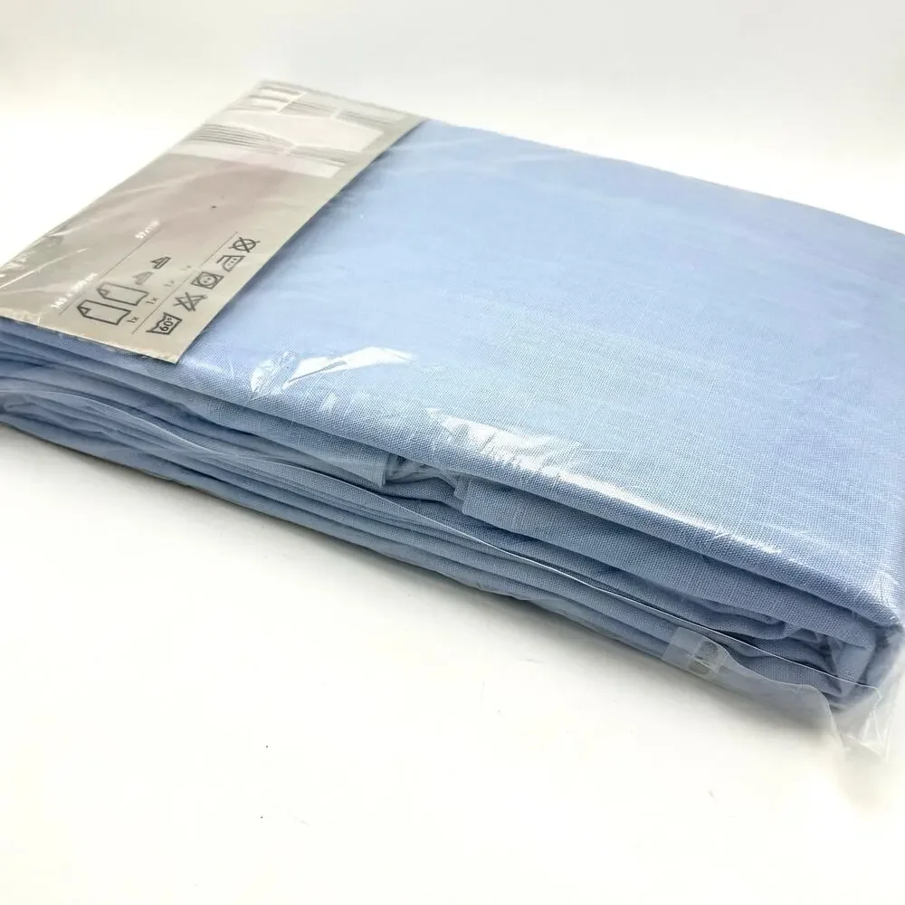 IKEA Ritva Light Blue Curtains w Tie Backs 57x128” Cotton Panels Pair Set of 2